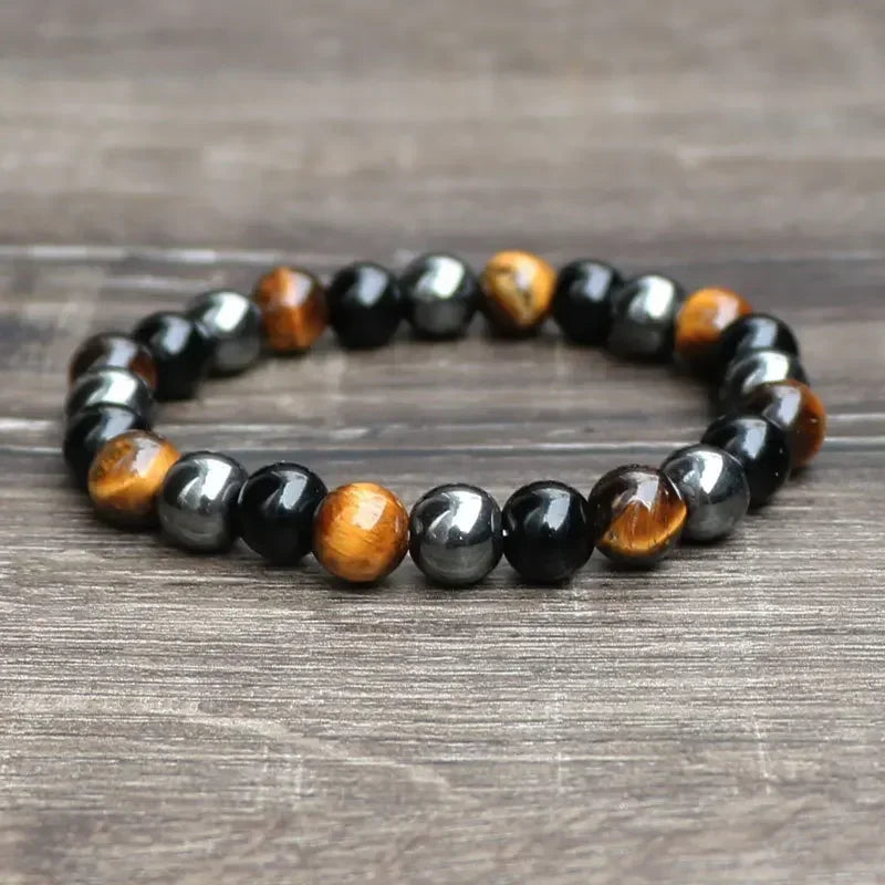 Women's Lymphatic Detoxification Bracelet Tiger's Eye Hematite Natural Stone Bracelet Men's Weight Loss Bracelet Health Jewelry