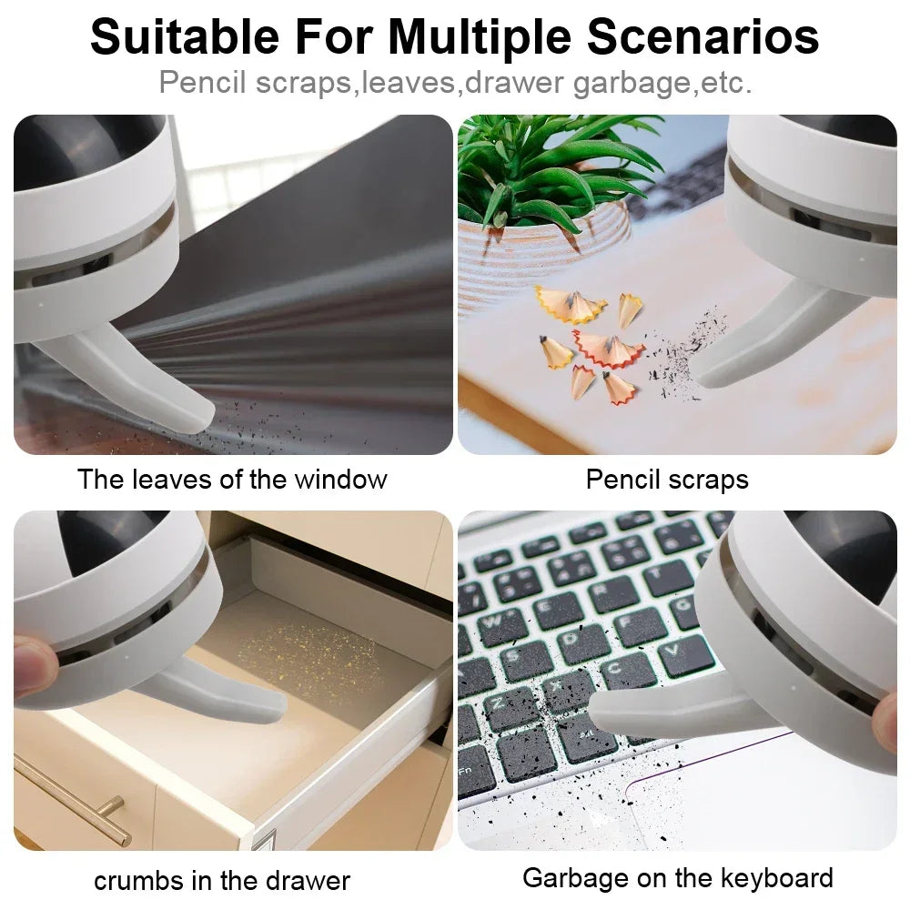 Mini Desktop Vacuum Cleaner Handheld Wireless Cleaner Portable Desktop Sweeper Office Home Cleaning Tools Pencil Eraser Crumbs