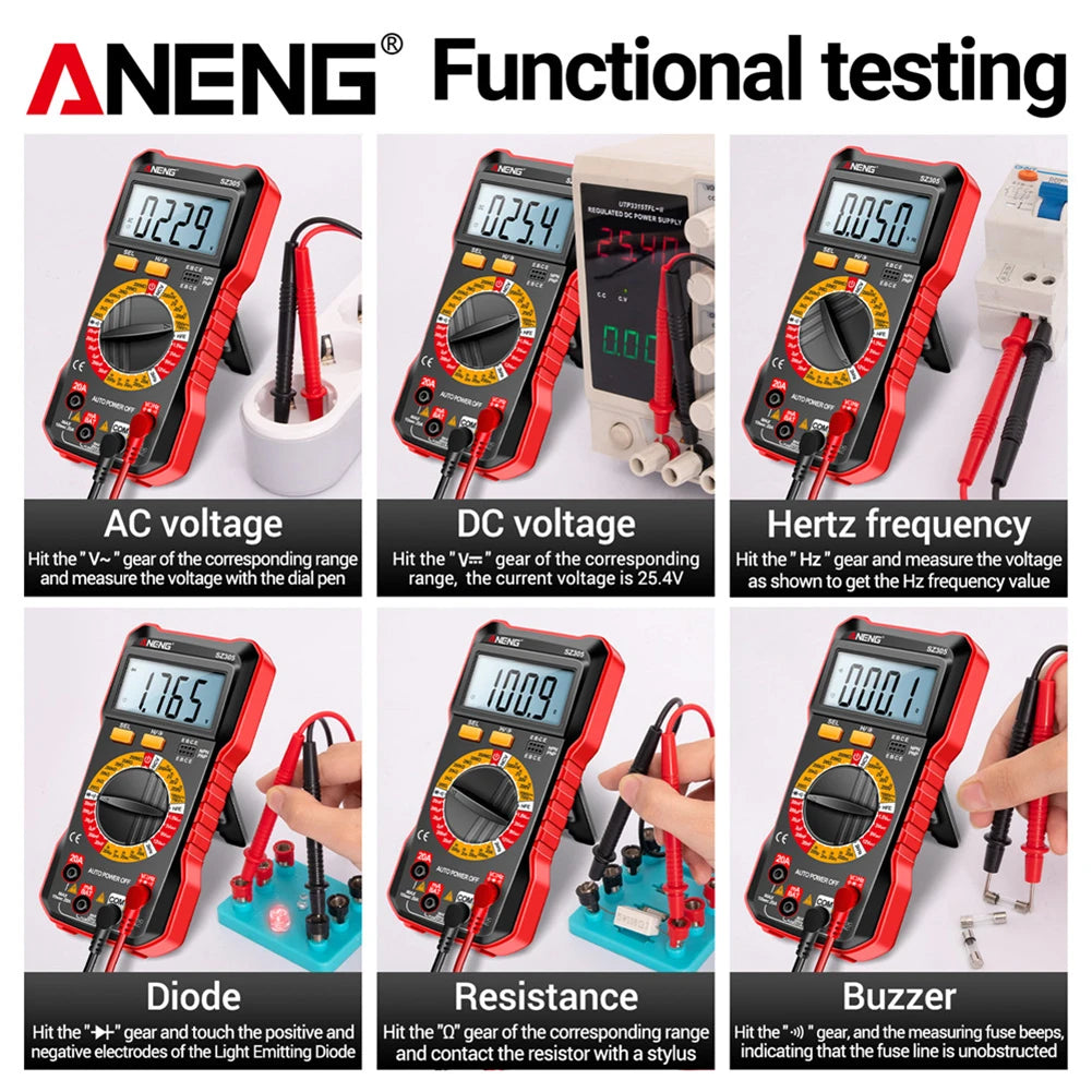 ANENG SZ304 SZ305 Digital Multimeter Capacitor Testers 1999 Counts Smart Voltmeter AC/DC Votage Current Resistance Ohm Test Tool