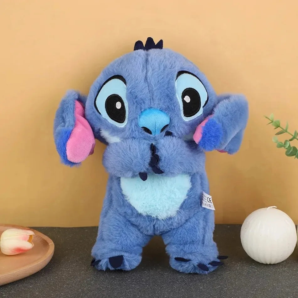 Kawaii Stitch Plush Doll Baby Sleeping Companion Sound Soothing Musical  Kawaii With Air Bag and Light Doll Breathing Toys Gifts