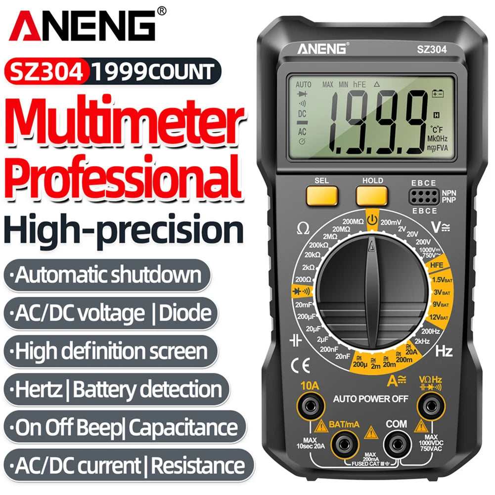 ANENG SZ304 SZ305 Digital Multimeter Capacitor Testers 1999 Counts Smart Voltmeter AC/DC Votage Current Resistance Ohm Test Tool